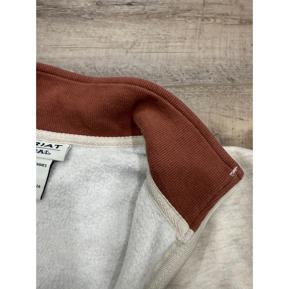Ariat Real Womens Quarter Zip Sweatshirt Wild Horse Desert Oatmeal Size M - Picture 5 of 9